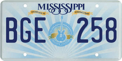 MS license plate BGE258