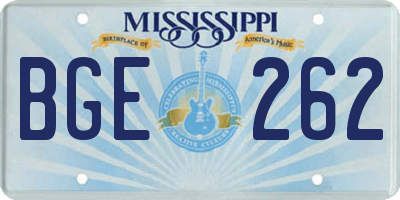 MS license plate BGE262