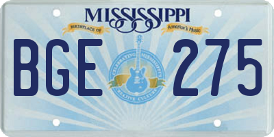 MS license plate BGE275