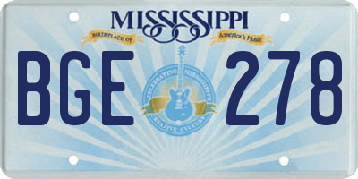 MS license plate BGE278