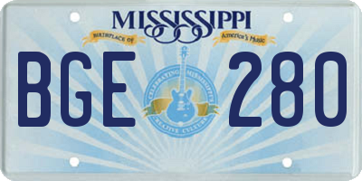 MS license plate BGE280