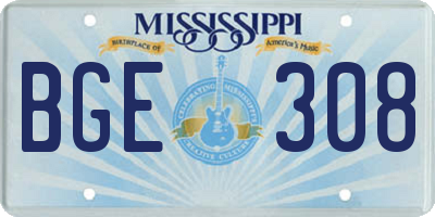 MS license plate BGE308