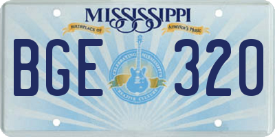 MS license plate BGE320