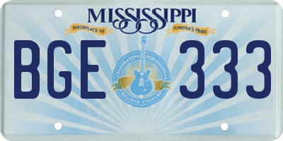 MS license plate BGE333