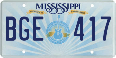 MS license plate BGE417