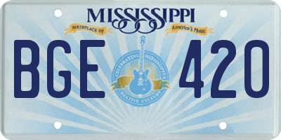 MS license plate BGE420