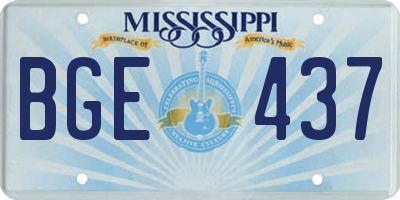 MS license plate BGE437