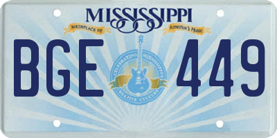 MS license plate BGE449