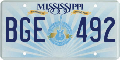 MS license plate BGE492