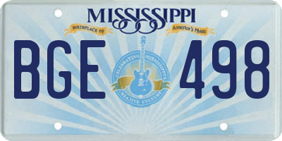 MS license plate BGE498