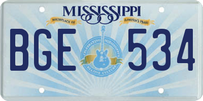 MS license plate BGE534