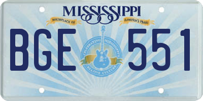 MS license plate BGE551