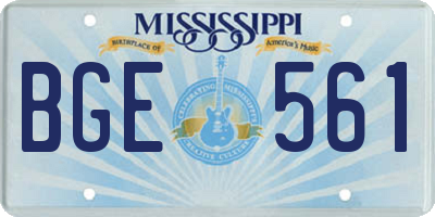 MS license plate BGE561