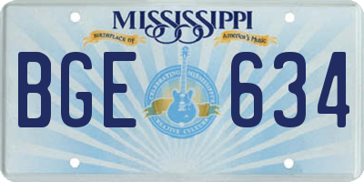 MS license plate BGE634