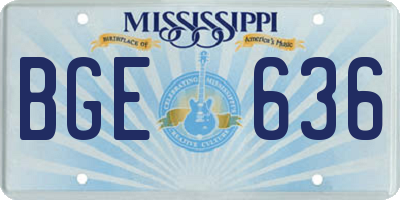 MS license plate BGE636