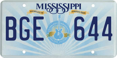 MS license plate BGE644