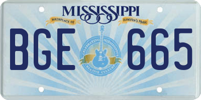 MS license plate BGE665