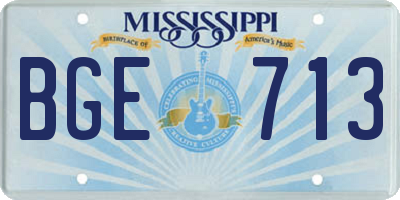 MS license plate BGE713