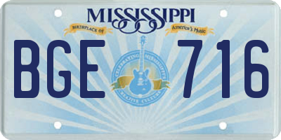 MS license plate BGE716