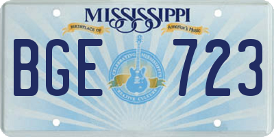 MS license plate BGE723
