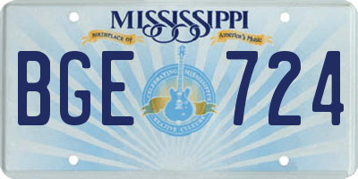 MS license plate BGE724