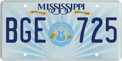 MS license plate BGE725