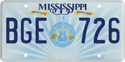 MS license plate BGE726