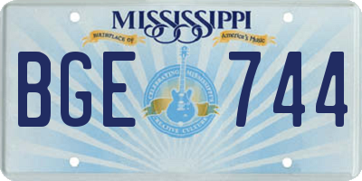 MS license plate BGE744