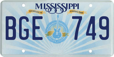 MS license plate BGE749