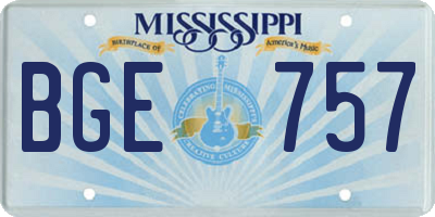 MS license plate BGE757