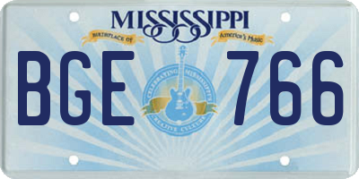 MS license plate BGE766
