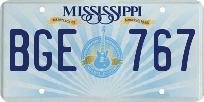 MS license plate BGE767