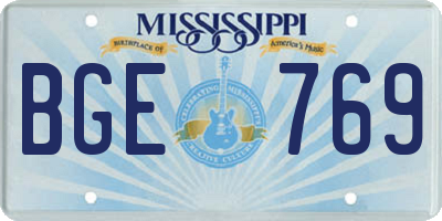 MS license plate BGE769
