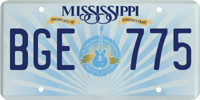 MS license plate BGE775