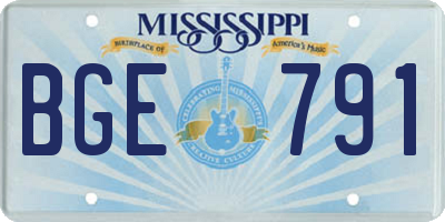 MS license plate BGE791