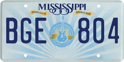 MS license plate BGE804