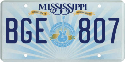 MS license plate BGE807