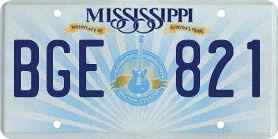 MS license plate BGE821