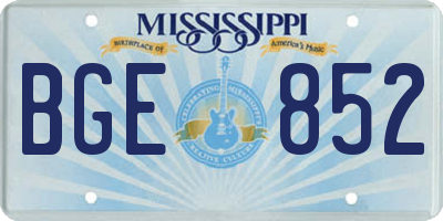 MS license plate BGE852