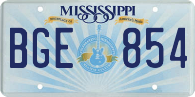 MS license plate BGE854