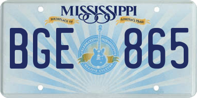 MS license plate BGE865