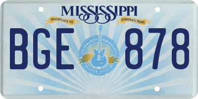 MS license plate BGE878