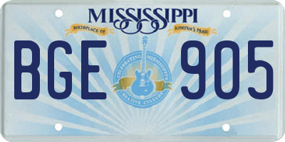 MS license plate BGE905