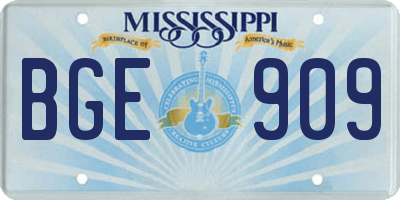 MS license plate BGE909