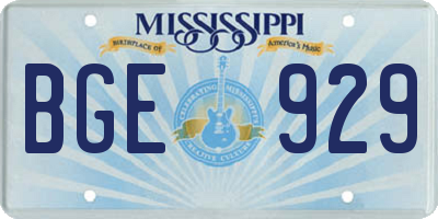 MS license plate BGE929