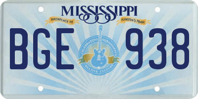 MS license plate BGE938