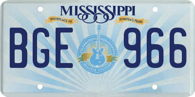 MS license plate BGE966