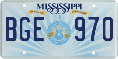 MS license plate BGE970