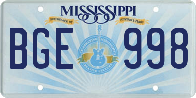 MS license plate BGE998