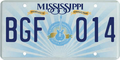 MS license plate BGF014